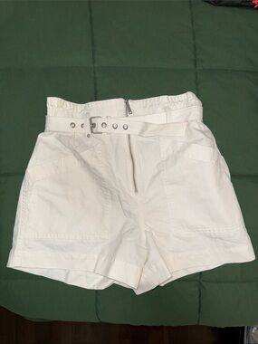 Banana Republic White High-Waist Belted Utility Shorts
